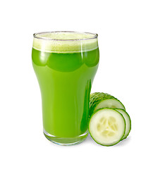 Image showing Juice cucumber in glass with a cucumber