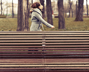 Image showing Two women in the rainy park