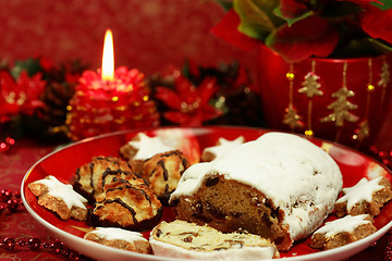 Image showing Christmas still life with cake