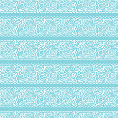 Image showing Vector seamless background. White lace on light blue