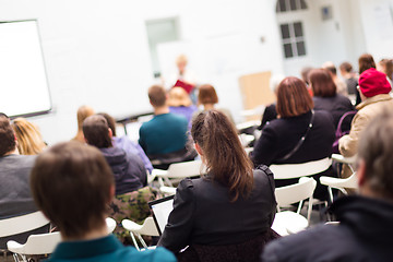 Image showing Woman lecturing at university.