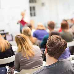 Image showing Woman lecturing at university.