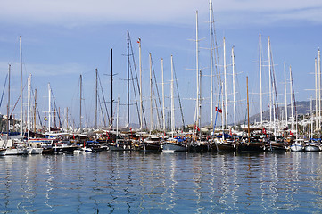 Image showing Boats and yachts at sea port in Bodrum