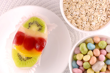 Image showing sweet cake on white plate 