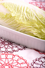 Image showing Sliced cabbage ,Shredded cabbage on the board. Isolated