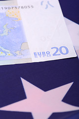 Image showing european money on american flag