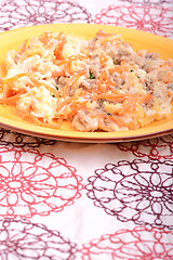 Image showing Fresh salad in a yellow bowl