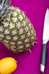 Image showing fresh pineapple with corn and lemon