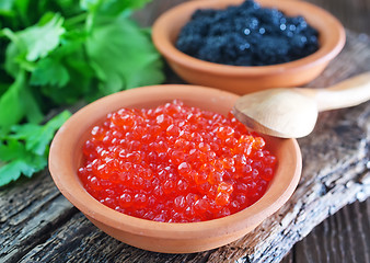 Image showing black and red caviar