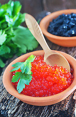 Image showing black and red caviar