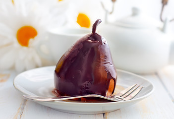 Image showing pear with chocolate