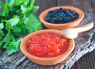 Image showing black and red caviar