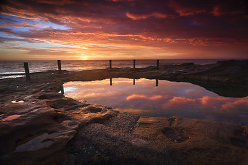 Image showing Sunrise at Ivo Rowe Rockpool Coogee