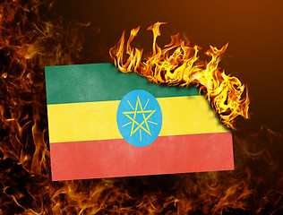 Image showing Flag burning - Ethiopia