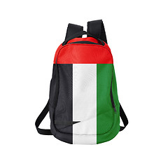 Image showing Arab Emirates flag backpack isolated on white