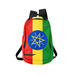 Image showing Ethiopia flag backpack isolated on white