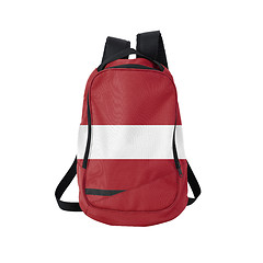 Image showing Latvia flag backpack isolated on white