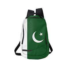 Image showing Pakistan flag backpack isolated on white