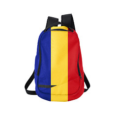 Image showing Romania flag backpack isolated on white