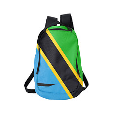 Image showing Tanzania flag backpack isolated on white