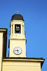 Image showing turbigo old    wall  and church tower bell sunny day 