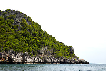 Image showing  coastline of a green lagoon and   sea thailand kho phangan   