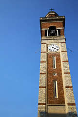 Image showing in gorla  old abstract     wall  and church tower bell sunny day