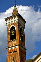 Image showing abbiate  old   in  italy   the   wall  and church tower bell 