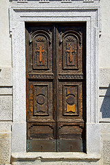 Image showing old abstract in venegono italy   the old  wall   church door  