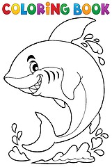 Image showing Coloring book with shark theme