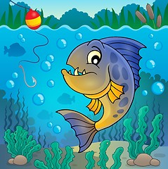 Image showing Piranha fish underwater theme 2