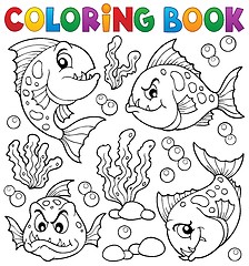 Image showing Coloring book piranha fishes theme 1