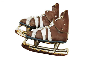 Image showing vintage pair of mens  ice skates on white 