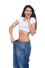 Image showing Young woman delighted with her dieting results