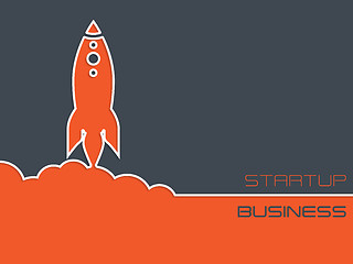 Image showing Simplistic startup business background with rocket