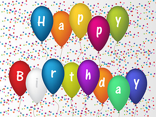 Image showing Birthday greeting card with confetti and ballons