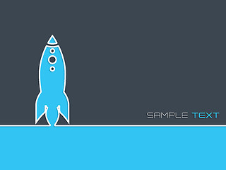 Image showing Simplistic startup business background with blue rocket 
