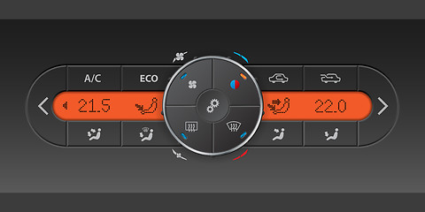 Image showing Digital air condition control panel with orange LCD