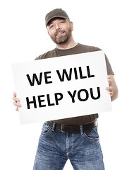 Image showing bearded man white board