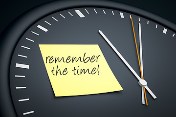 Image showing clock with sticky note
