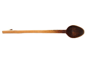 Image showing old used and burned isolated wood spoon