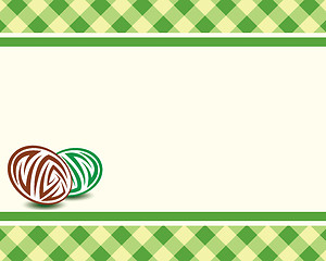 Image showing Vector frame with eggs on a plaid background. Easter