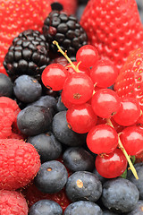 Image showing raspberries, blackberries, strawberries summer background