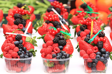 Image showing raspberries, blackberries, strawberries summer background