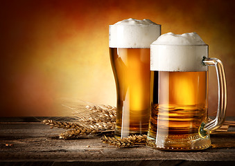 Image showing Two mugs of beer