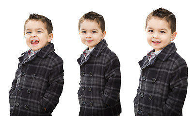 Image showing Cute Mixed Race Boy Portrait Variety on White