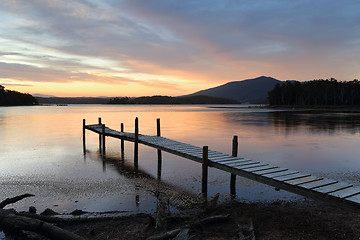 Image showing Little Timber Jetty on Wallaga Lake at Sunset