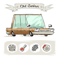 Image showing Old Cartoon Sedan Set