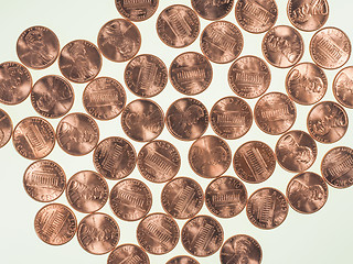 Image showing Dollar coins 1 cent wheat penny cent