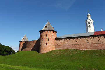 Image showing  View of the fortress wall of the Novgorod Kremlin